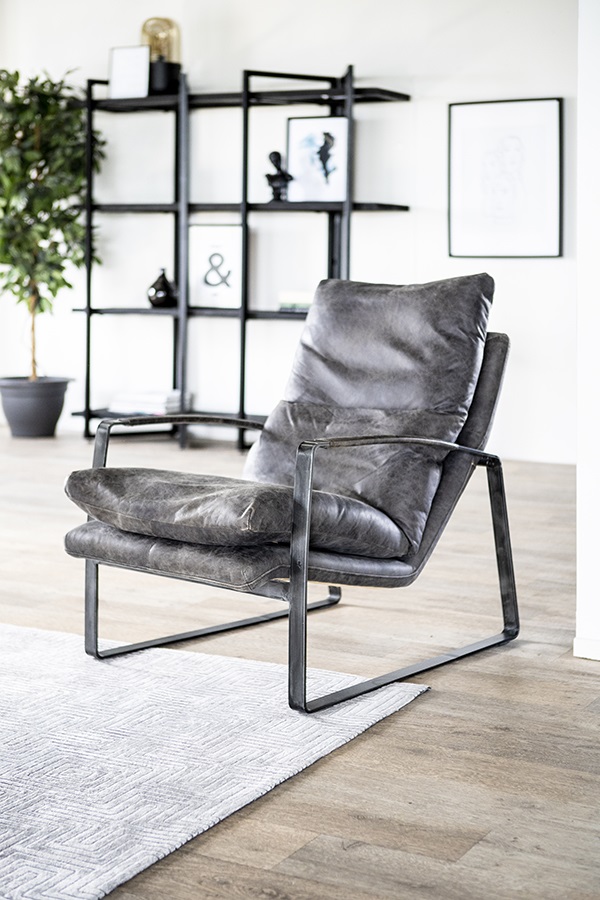 Vorm van het schip detectie dorp Fauteuil Lex - Antraciet vintage leer - Loft24.nl