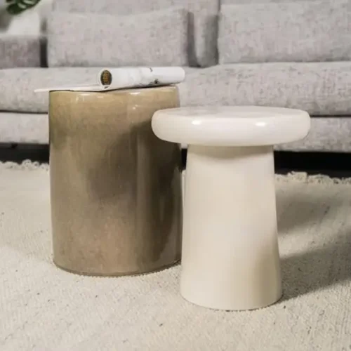 Ronde Bijzettafel Glaze - Creme (showroom model) - Afbeelding 3