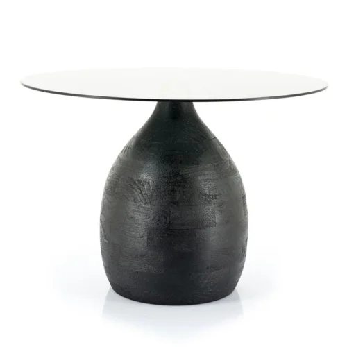 Ronde Salontafel Bond Hout en glas - 60 cm - Zwart - Afbeelding 2
