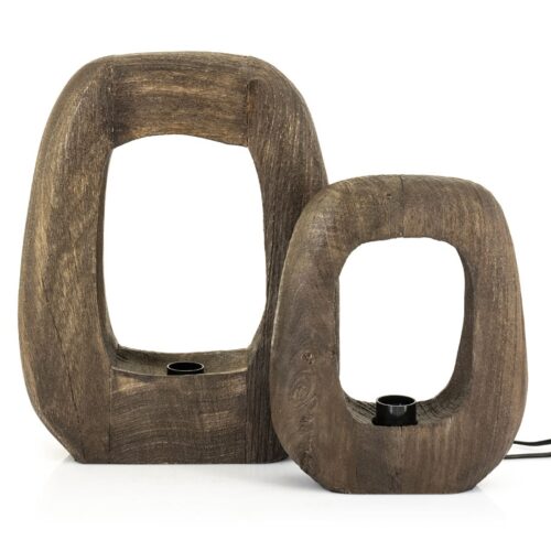 Tafellamp Gibs Hout 30cm hoog - Bruin - Afbeelding 3