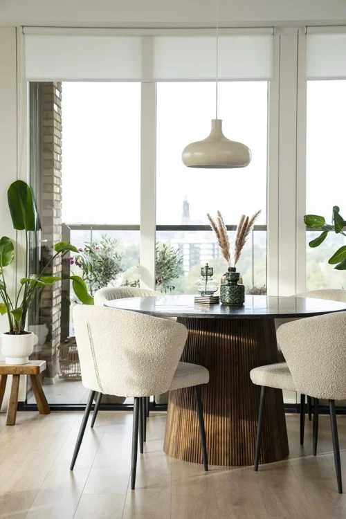 Ronde Eettafel Maxim mangohout marmer 130cm - Afbeelding 7