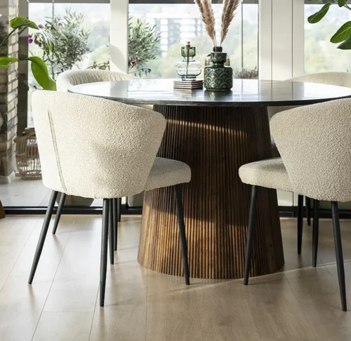 Ronde Eettafel Maxim mangohout marmer 130cm