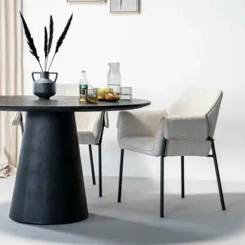 Ronde Eettafel Aron Mangohout Zwart - 130cm - Afbeelding 19