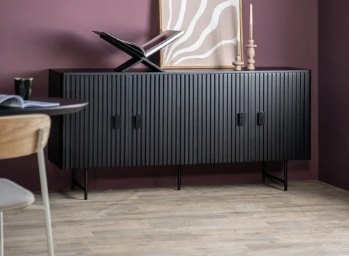 Dressoir Remi Mangohout en Metaal 170cm - Zwart
