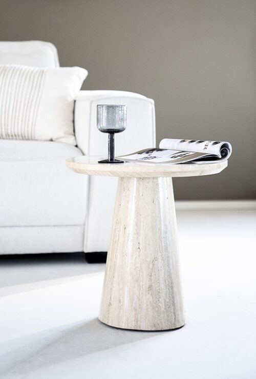 Ronde Bijzettafel Aime Travertin 45 x 45 cm