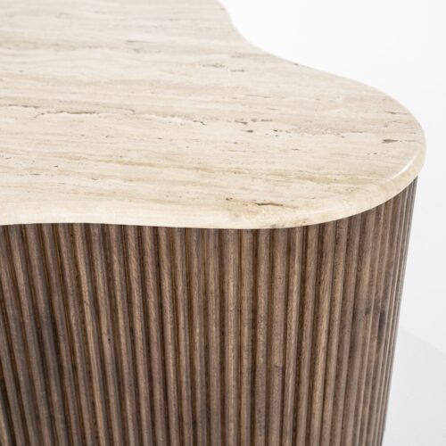 Salontafel Mari Mangohout en Travertin 83 x 72 cm - Afbeelding 6