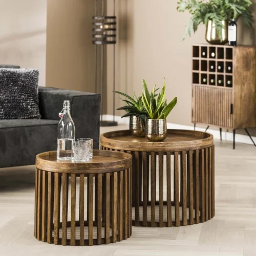Salontafel Tweaky Mangohout Set van 2 stuks