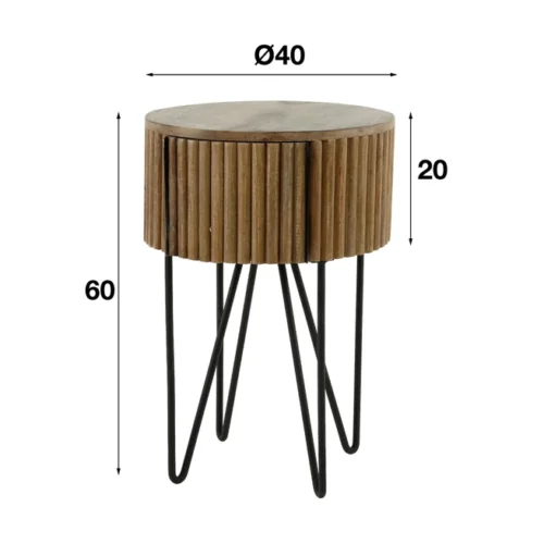 Rond Nachtkastje Tweak Mangohout - 40 cm - Afbeelding 6