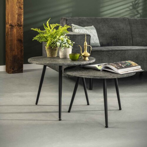 Salontafel met ronde buis Metallic set van 2 stuks Grijs