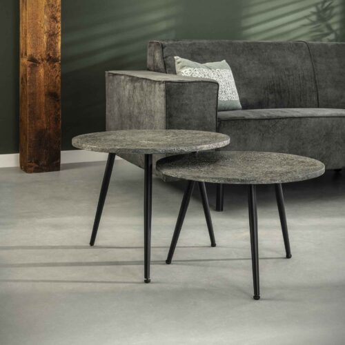 Salontafel met ronde buis Metallic set van 2 stuks Grijs - Afbeelding 2