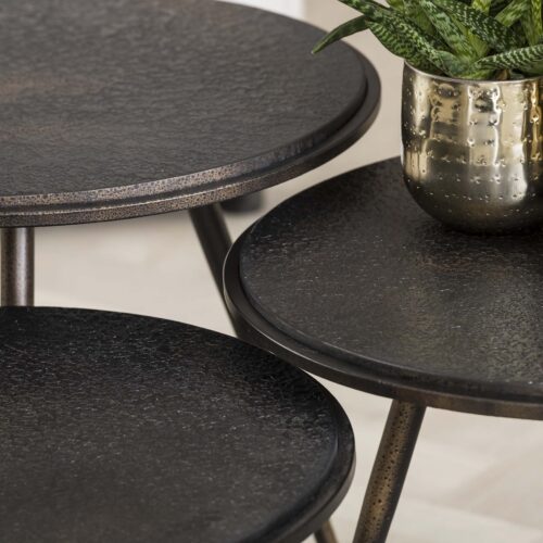 Ronde Salontafel Metallic set van 3 stuks Zwart (showroom model) - Afbeelding 4
