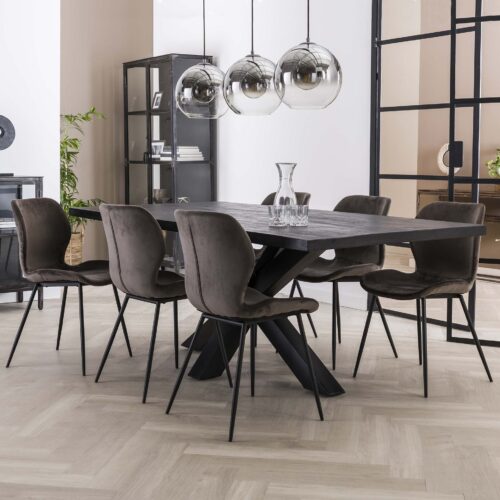 Stoel Shell Velvet ronde buis - Antraciet - Afbeelding 4