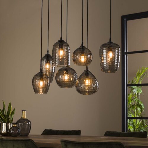 Hanglamp Hexagon Mix met 7 lampen Smoke Grey