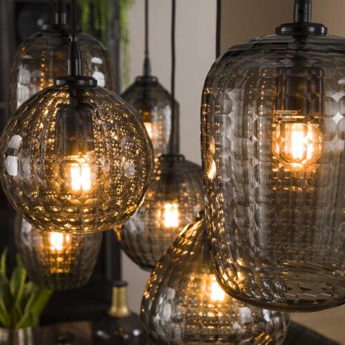 Hanglamp Hexagon Mix met 7 lampen Smoke Grey - Afbeelding 4