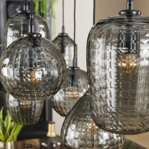 Hanglamp Hexagon Mix met 7 lampen Smoke Grey - Afbeelding 5