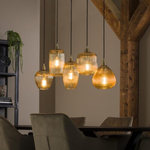 Hanglamp Stripe Glas - Mix 5 lampen