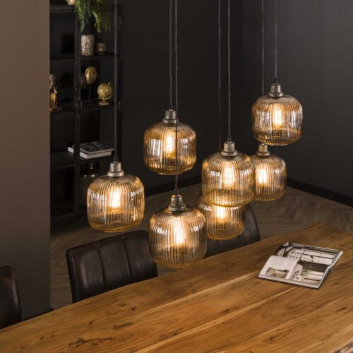 Hanglamp Stripe met 7 lampen - Smoke Glas