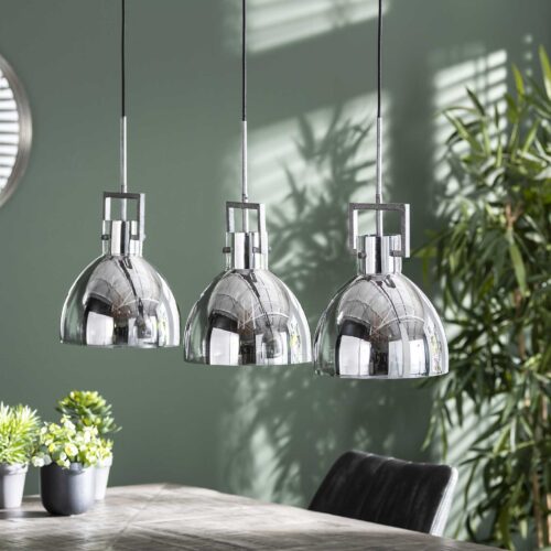 Hanglamp Industry Chromed glass 3 lampen - Afbeelding 2
