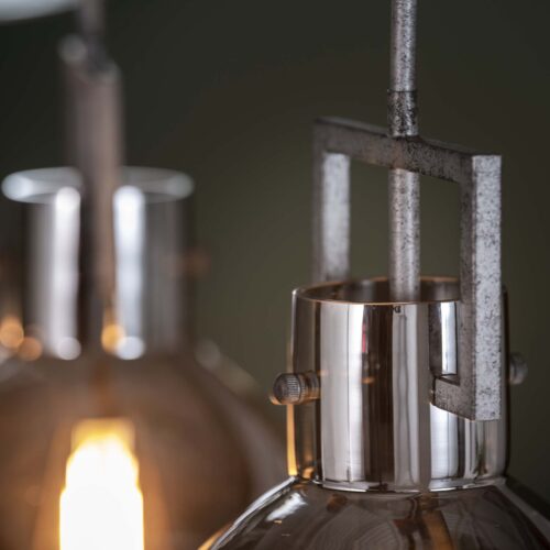 Hanglamp Industry Chromed glass 3 lampen - Afbeelding 3