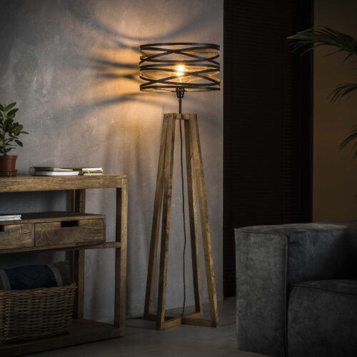 Vloerlamp Twist Houten Kruis Frame - 1 lamp