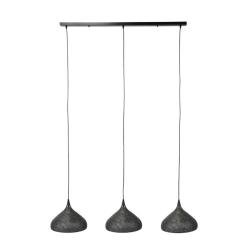 Hanglamp Punch Trechter Zwart Bruin - 3 lampen - Afbeelding 3
