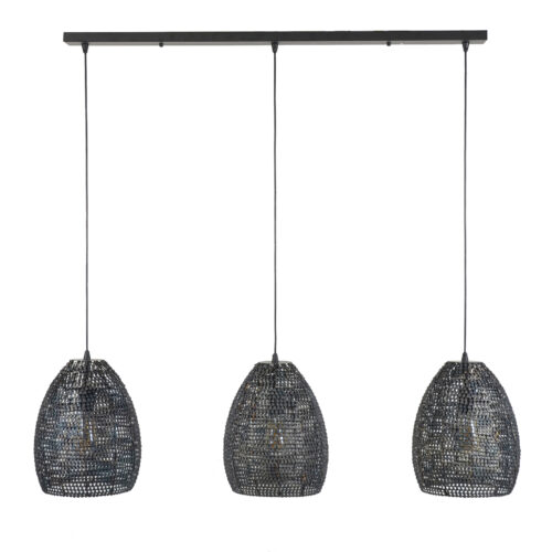 Hanglamp Armor Ovaal Zwart Bruin - 3 lampen - Afbeelding 3