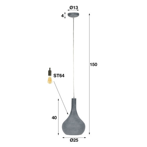 Hanglamp Industry Concrete Zwart Bruin - 1 lamp - Afbeelding 5