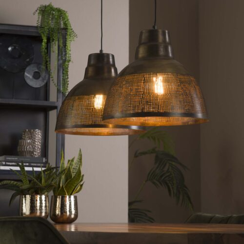 Hanglamp Screen Antiek Brons - 2 lampen