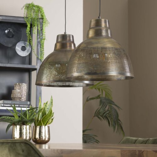 Hanglamp Screen Antiek Brons - 2 lampen - Afbeelding 2