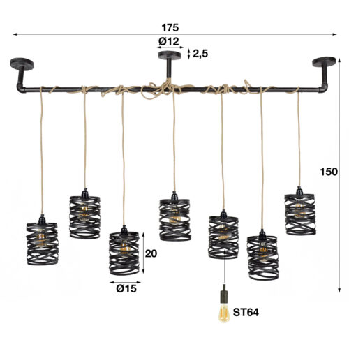 Hanglamp Twist - 7 lampen - Afbeelding 10