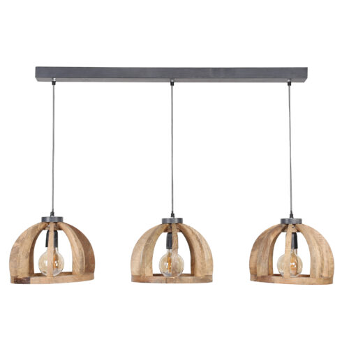 Hanglamp Launch Gebogen Spijlen Mangohout - 3 lampen - Afbeelding 3