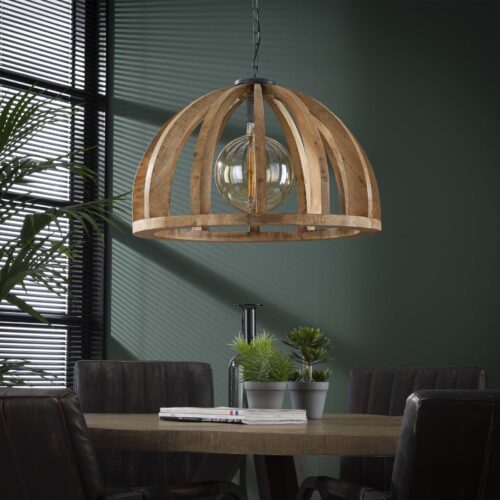 Hanglamp Launch Gebogen Spijlen Mangohout - 1 lamp - Afbeelding 2