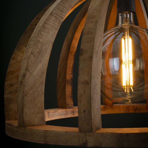 Hanglamp Launch Gebogen Spijlen Mangohout - 1 lamp - Afbeelding 3