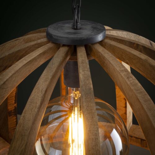 Hanglamp Launch Gebogen Spijlen Mangohout - 1 lamp - Afbeelding 4