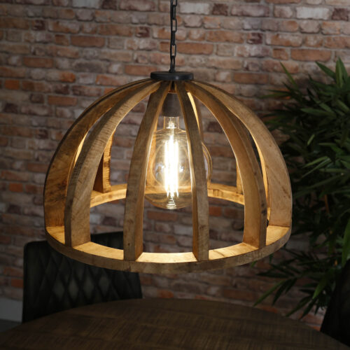 Hanglamp Launch Gebogen Spijlen Mangohout - 1 lamp - Afbeelding 5