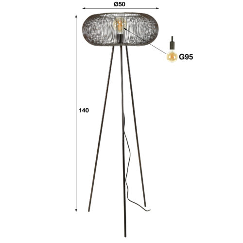 Vloerlamp Copper Twist 140cm (showroom model) - Afbeelding 4
