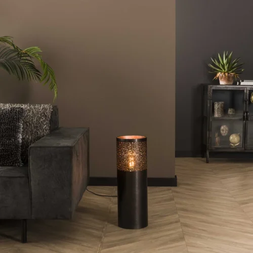 Vloerlamp Cilinder Zwart Nikkel - 60 cm