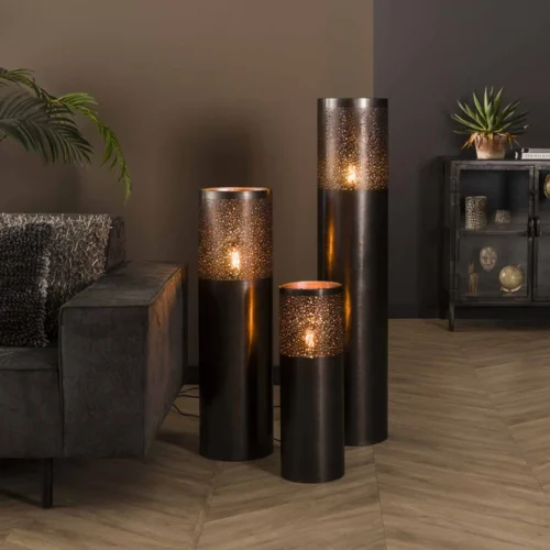 Vloerlamp Cilinder Zwart Nikkel - 60 cm - Afbeelding 3