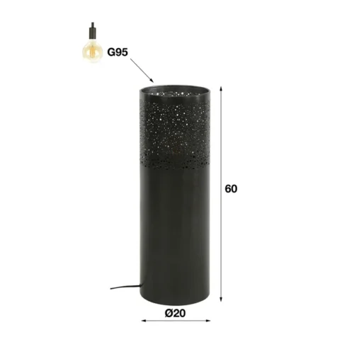 Vloerlamp Cilinder Zwart Nikkel - 60 cm - Afbeelding 6