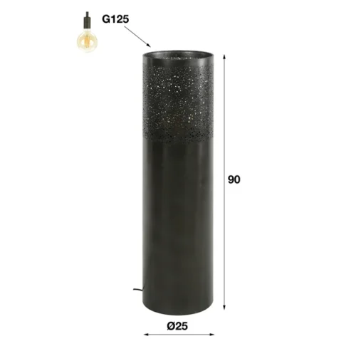 Vloerlamp Cilinder Zwart Nikkel - 60 cm - Afbeelding 10