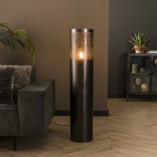 Vloerlamp Cilinder Zwart Nikkel - 120 cm