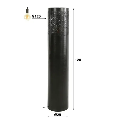 Vloerlamp Cilinder Zwart Nikkel - 120 cm - Afbeelding 6