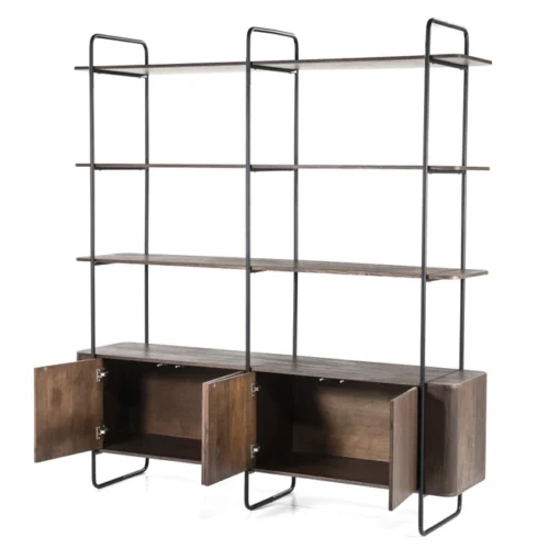 Wandkast James Mangohout en Metaal 190x210cm - Bruin - Afbeelding 5