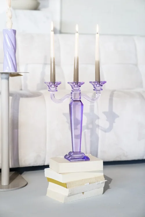 Kaarsenhouder Presly Glas - Paars