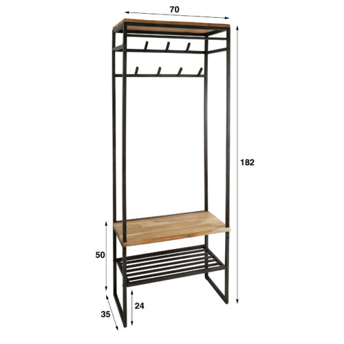 Staande kapstok Edge Acaciahout 182x70cm - Afbeelding 5