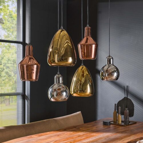 Hanglamp 3+3 mix glass tricolore - Afbeelding 2