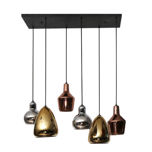 Hanglamp 3+3 mix glass tricolore - Afbeelding 5