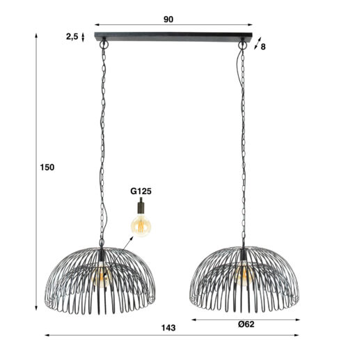 Hanglamp 2L Gebogen - Afbeelding 5
