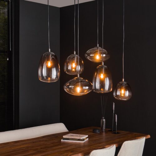 Hanglamp 3+3 Mix Getint Glas - Afbeelding 2