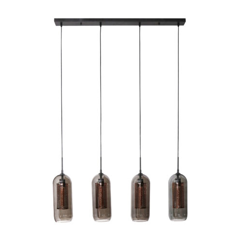 Hanglamp 4L getint glas-geperforeerd staal - Afbeelding 5